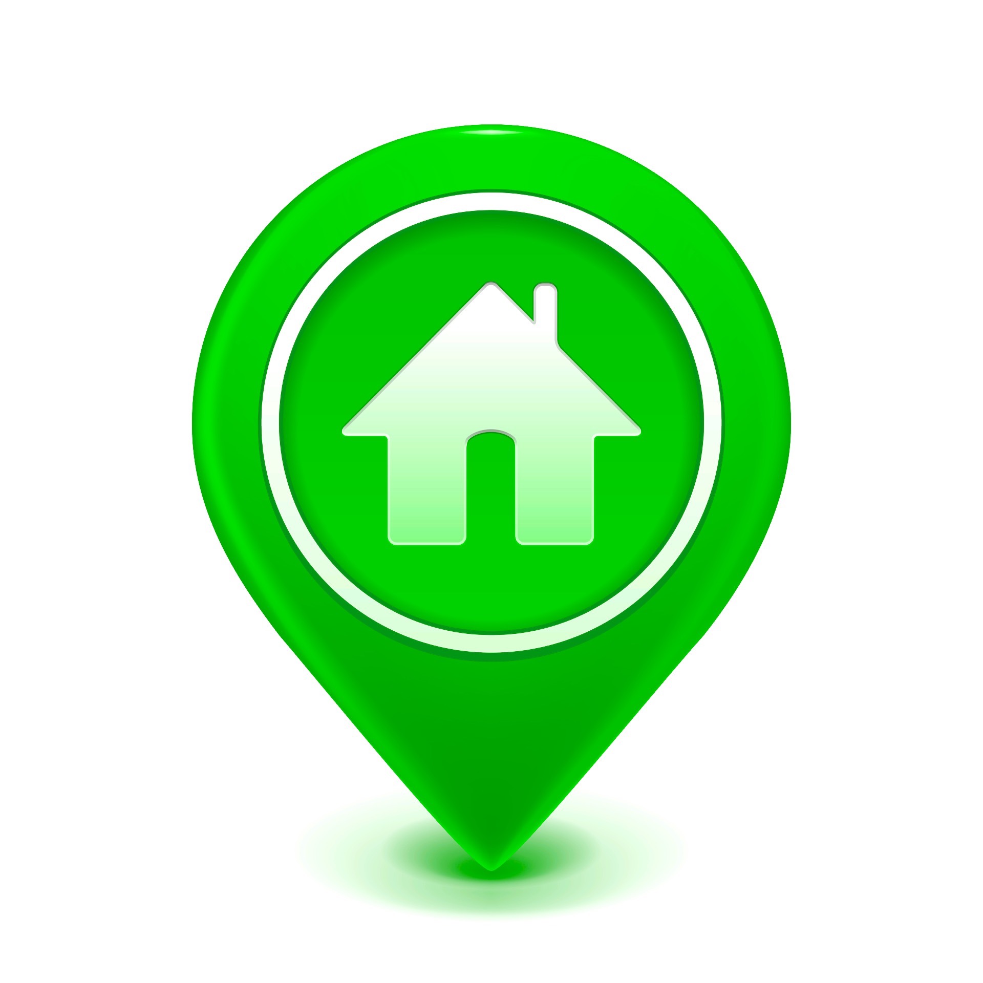 Investovať, dom v krúžku a zelenej kvapke ukazujúci cieľ